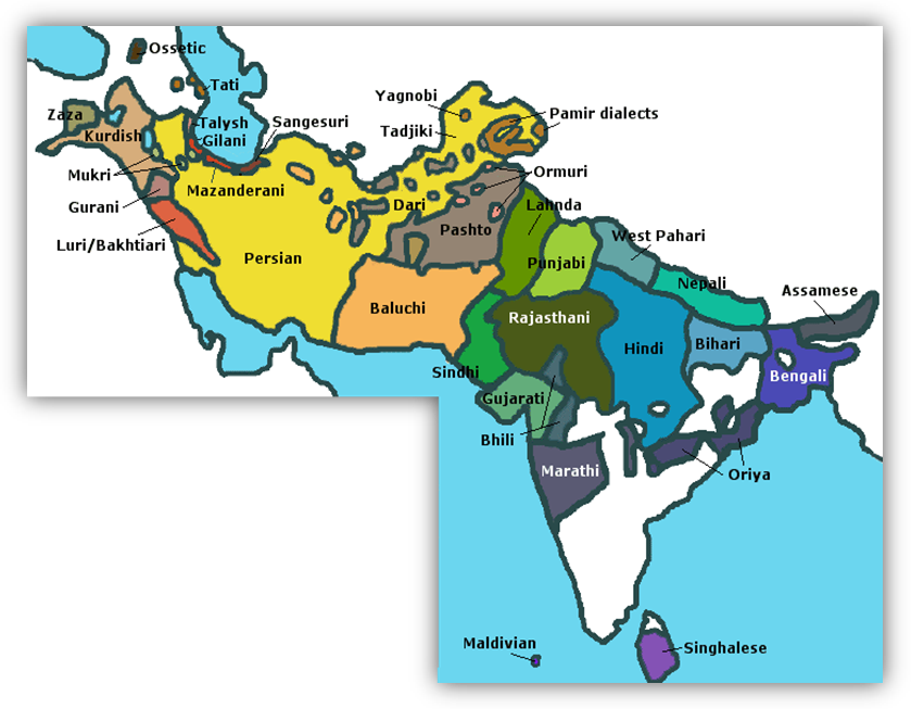 Какой народ относится к иранской группе. Иранские языки на карте. Персидский язык карта. Народы Индии карта. Карта распространения иранских языков.