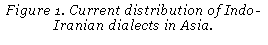 Cuadro de texto: Figure 41. Current distribution of Indo-Iranian dialects in Asia.